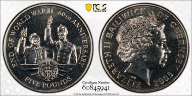 2005 £5 End of WWII CuNi MS67
