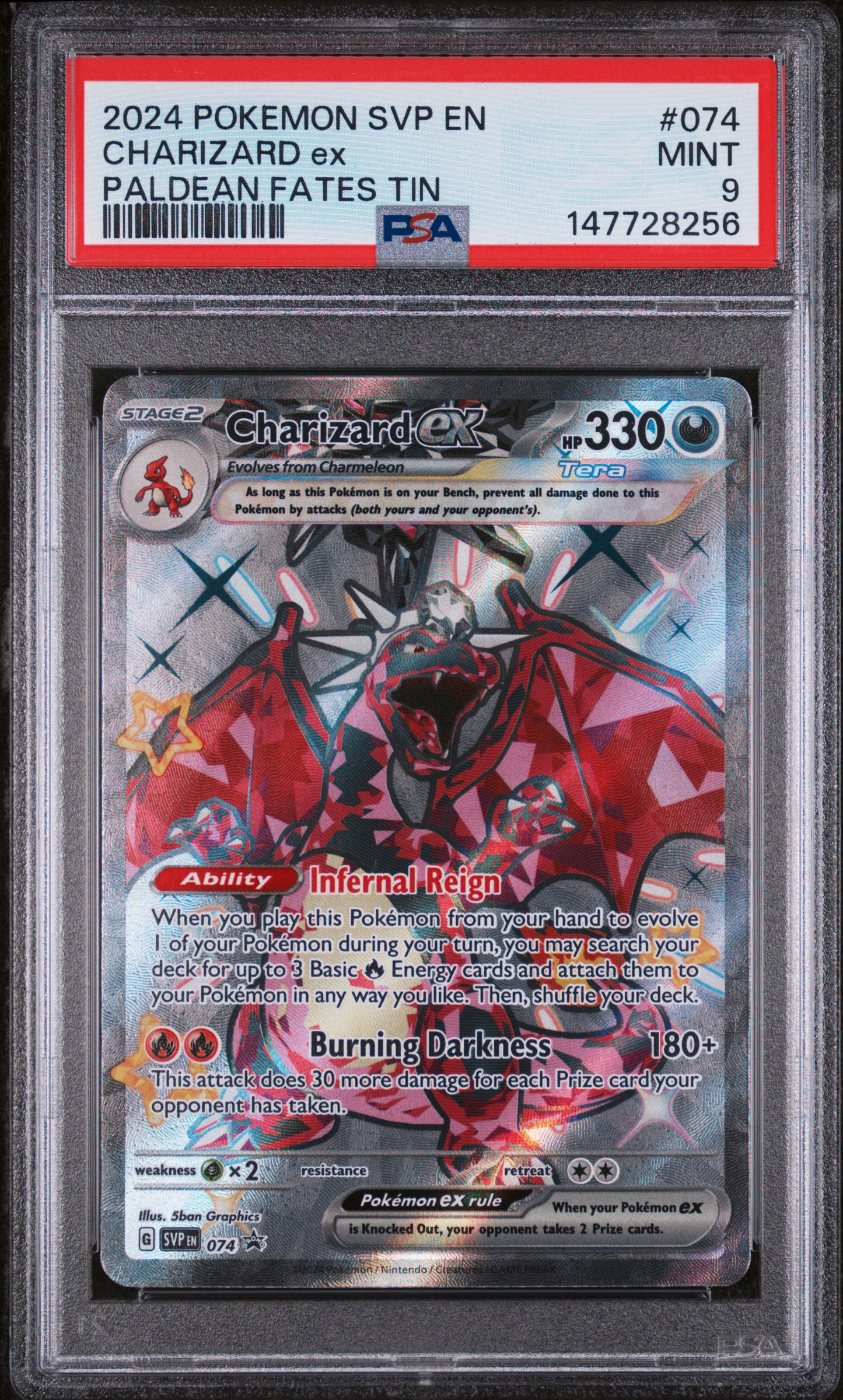 2024 #074 Charizard EX PSA 9 Svp EN-SV Black Star Promo