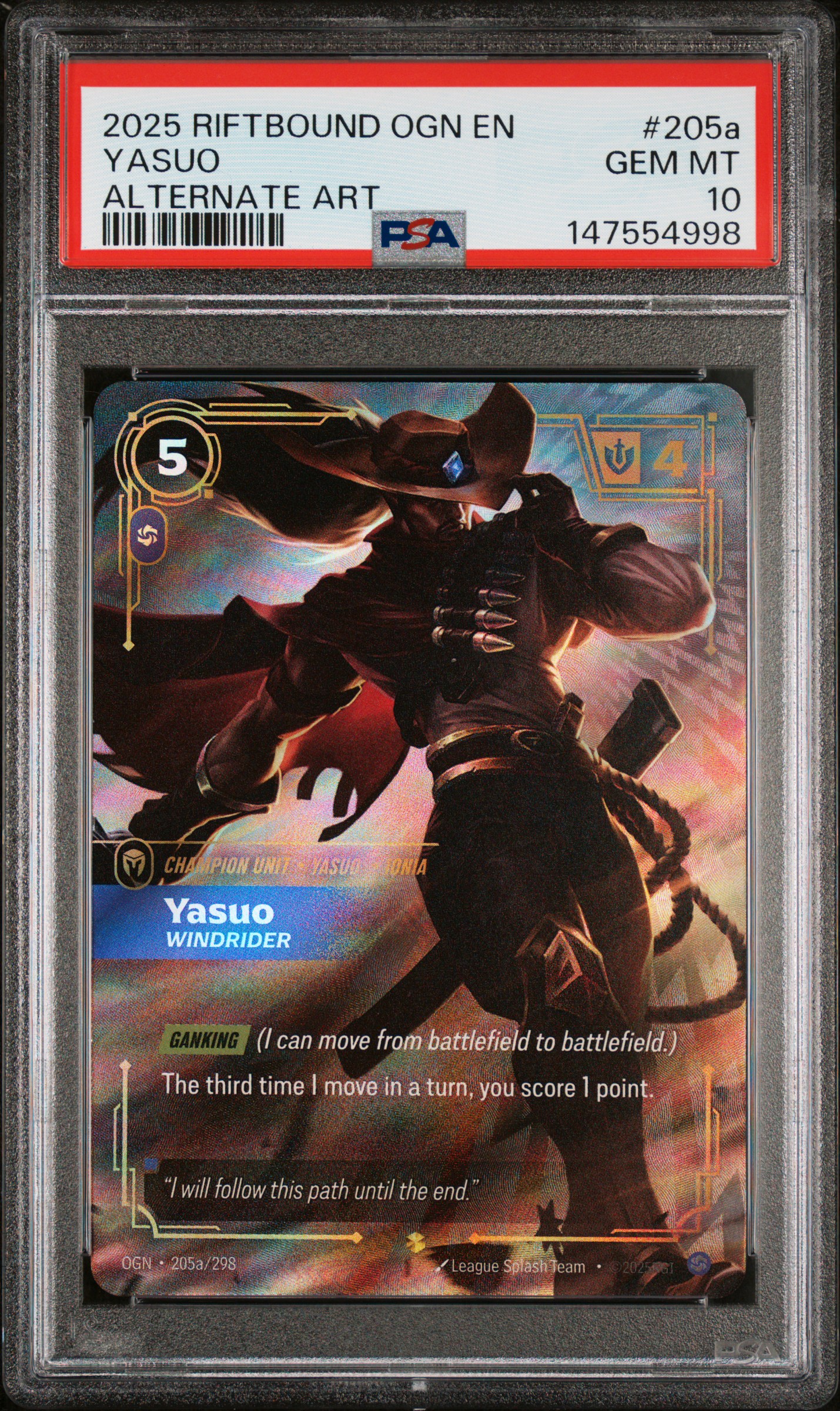2025 #205a Yasuo - Windrider PSA 10 Riftbound: League of Legends Ogn-Origins