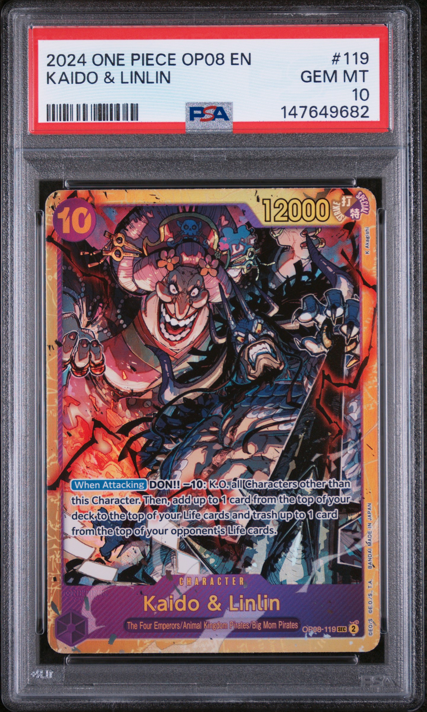 2024 #119 Kaido & Linlin PSA 10 One Piece OP08-Two Legends