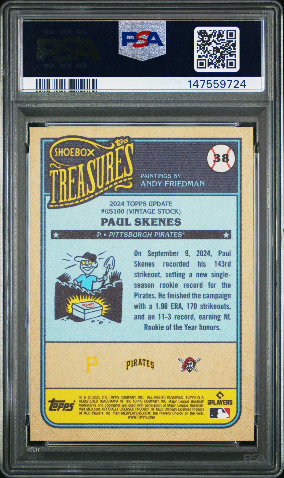 2025 Topps Shoebox Treasures Paul Skenes #38 Gem Mt 10 back