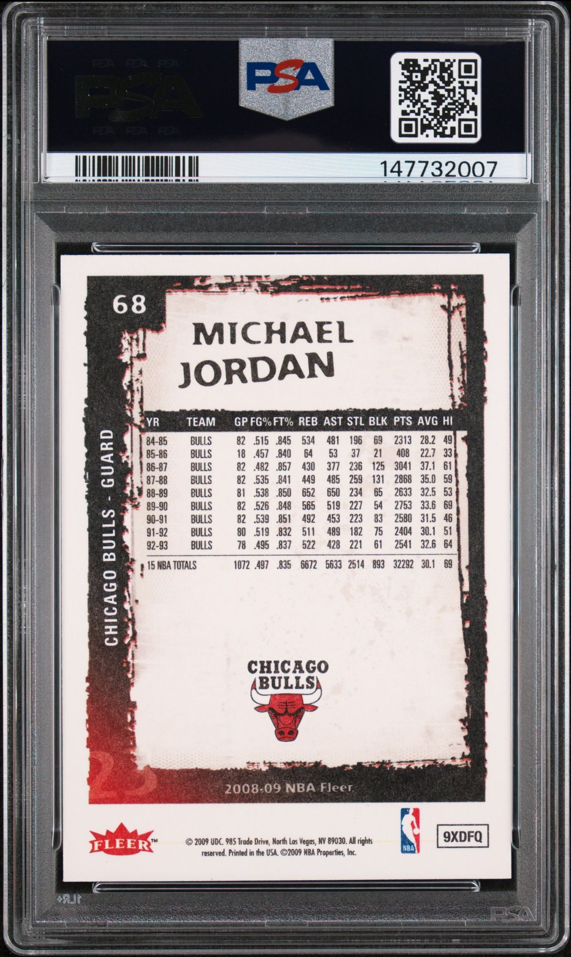 2008 Fleer Michael Jordan #68 Mint 9 back