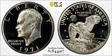 1971-S $1 Silver, Peg Leg PR69DCAM