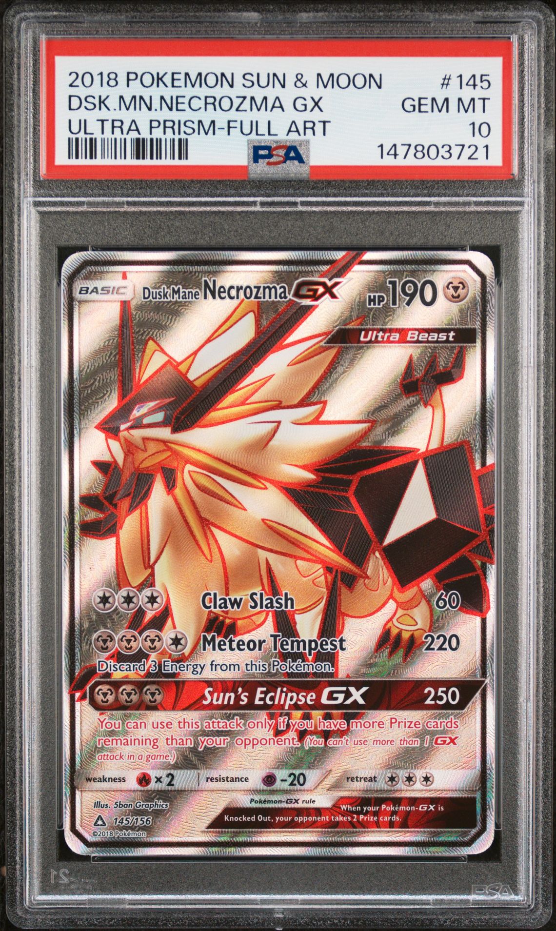 2018 Pokemon POKEMON SUN & MOON ULTRA PRISM FULL ART #145 Dsk.Mn.Necrozma Gx front
