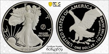 2025-P $1 Silver Eagle w/ US Marine Corps Privy 250th Anniversary PR69DCAM