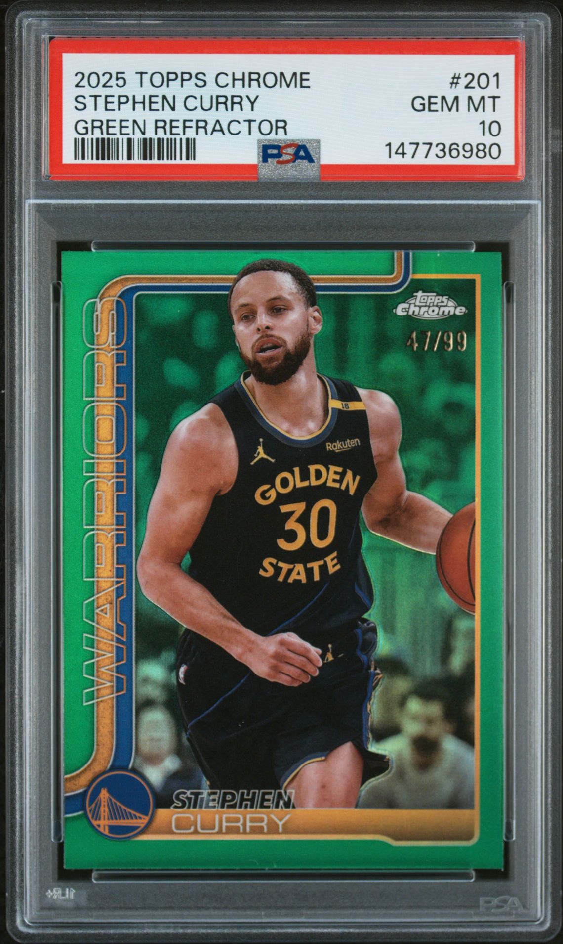 2025 Topps TOPPS CHROME Green Refractor #201 Stephen Curry front