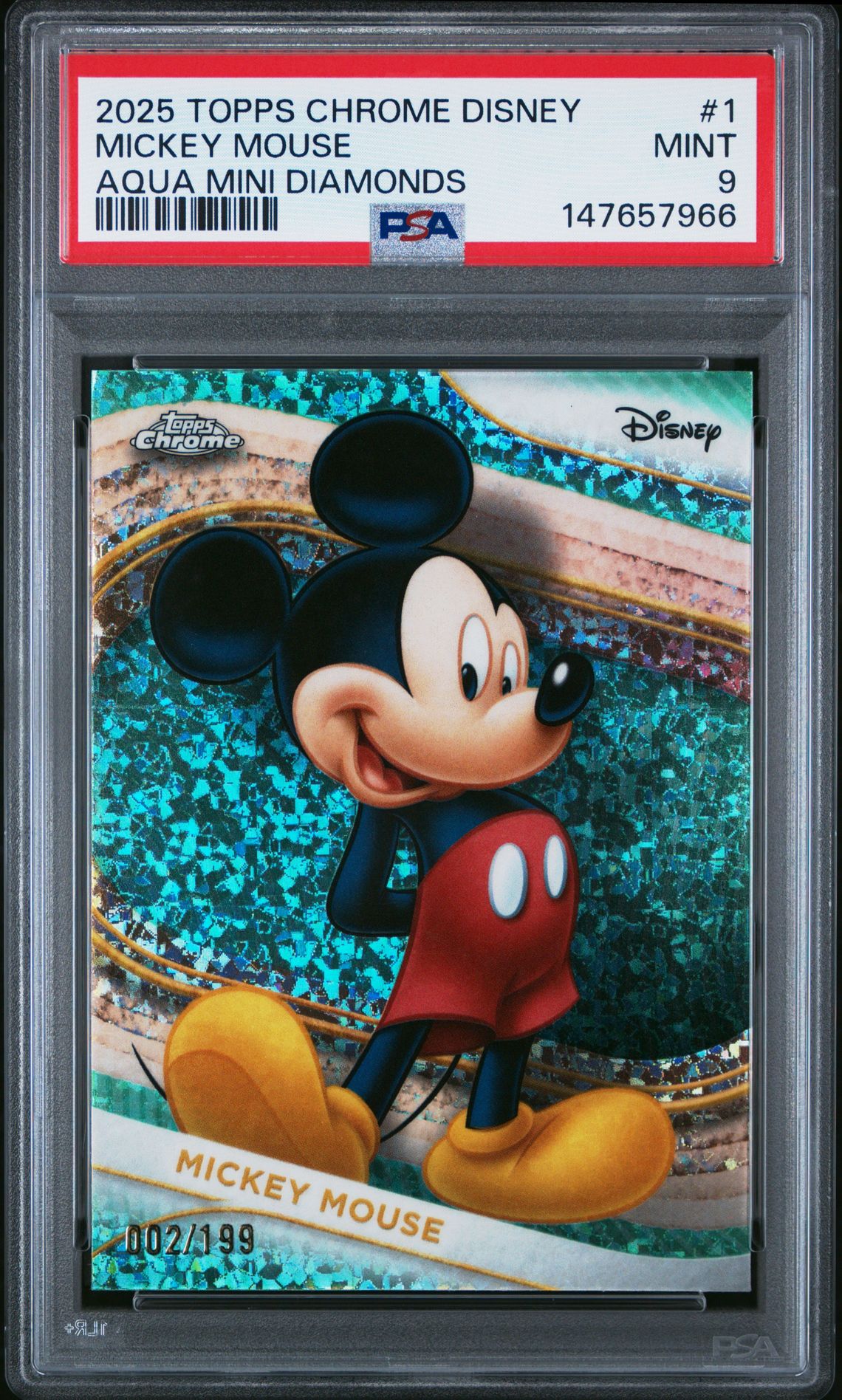 2025 Topps TOPPS CHROME DISNEY Aqua #1 Mickey Mouse front