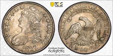 1827 50C Square Base 2 AU50