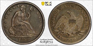 1858-O 50C XF45