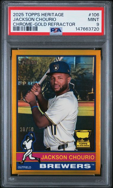 2025 Topps TOPPS HERITAGE CHROME-GOLD REFRACTOR #106 Jackson Chourio front