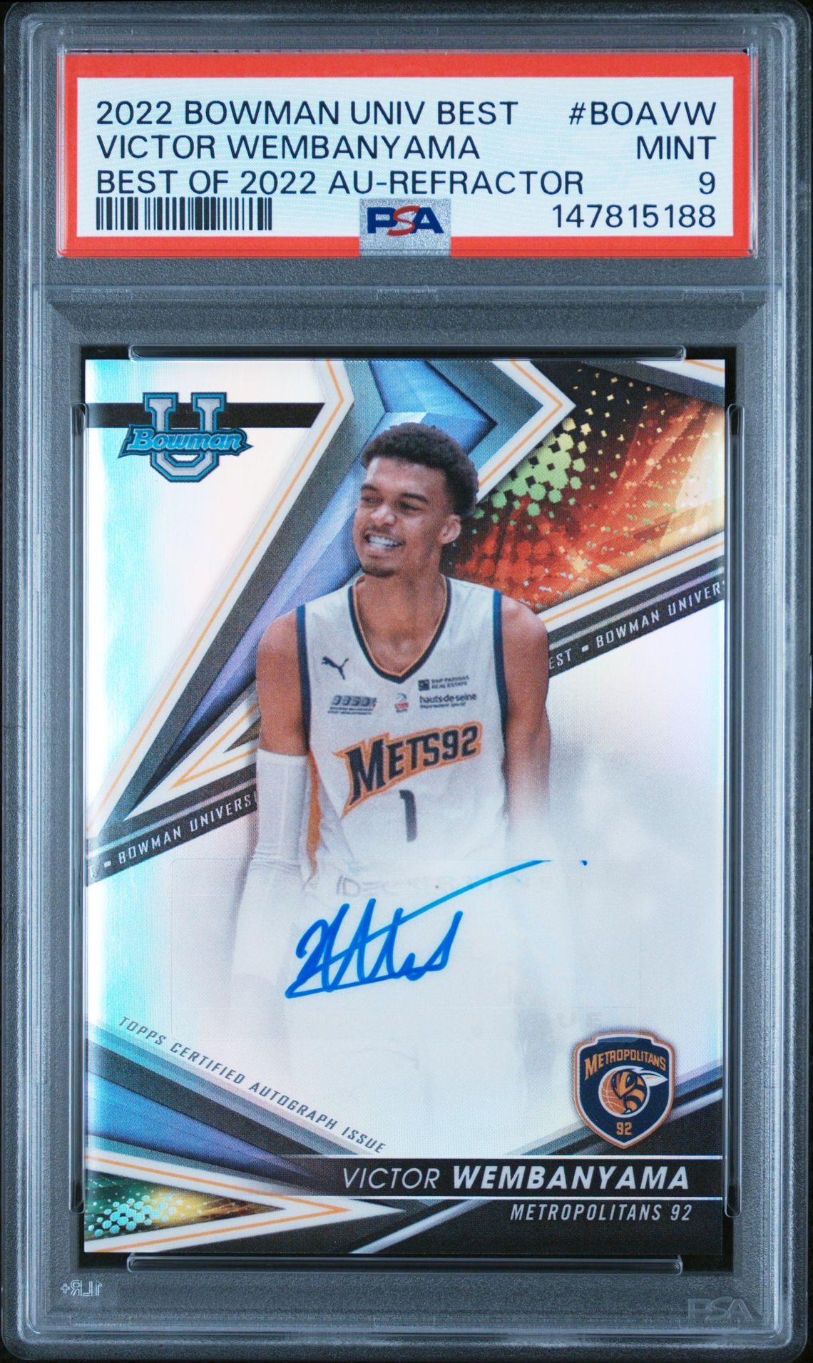 2022 Bowman REFRACTOR #BOAVW Victor Wembanyama front