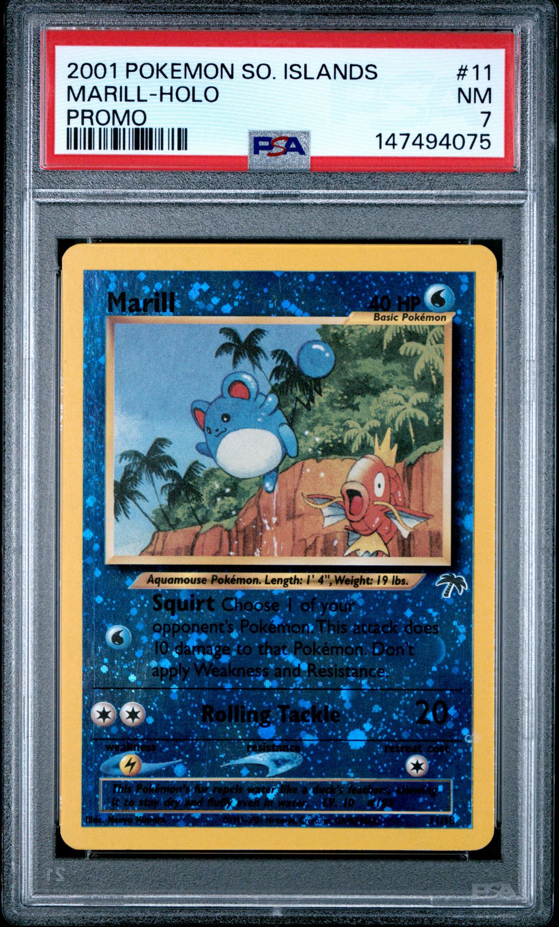 2001 Pokemon #11 Marill-Holo front