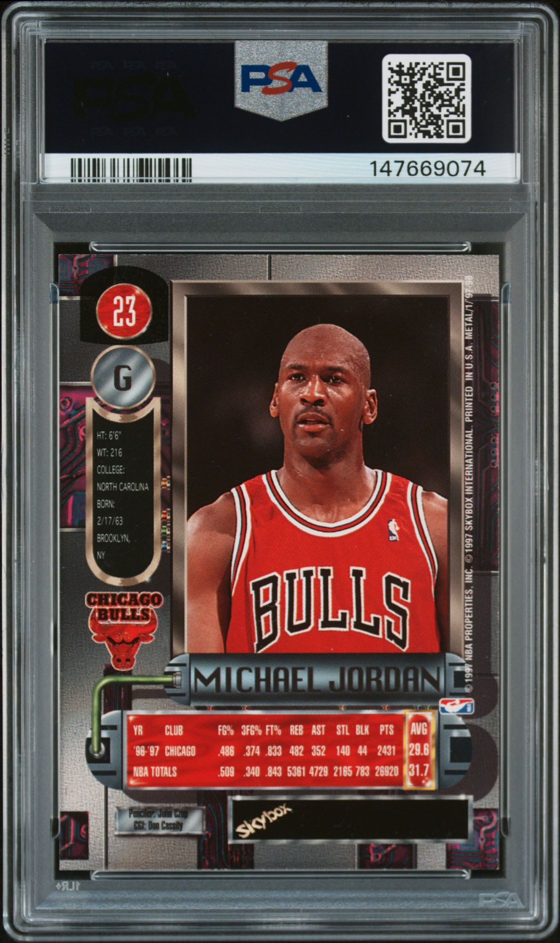 1997 Metal Universe Michael Jordan #23 Nm-Mt 8 back
