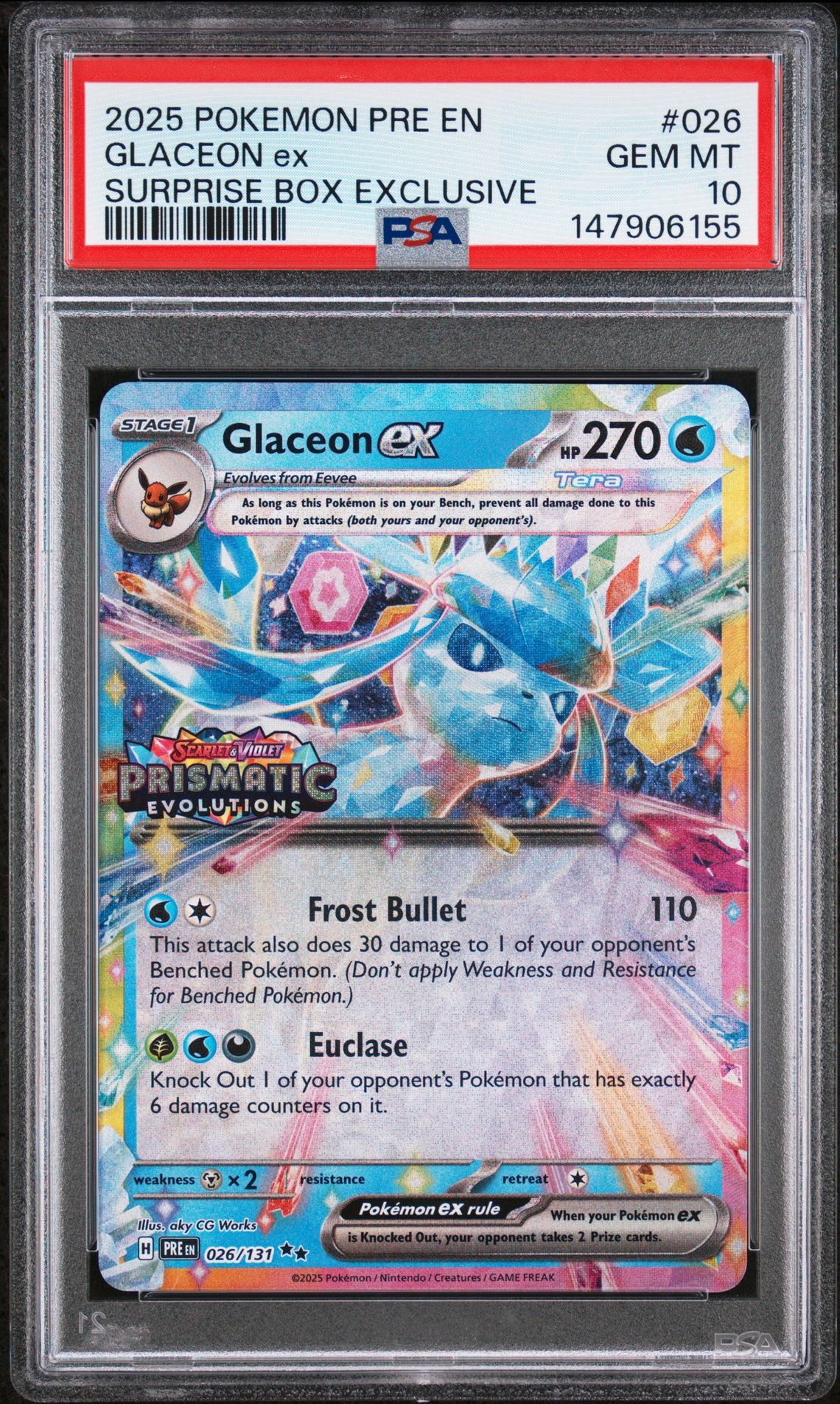 2025 Pokemon POKEMON PRE EN-PRISMATIC EVOLUTIONS SURPRISE BOX EXCLUSIVE #026 Glaceon Ex front