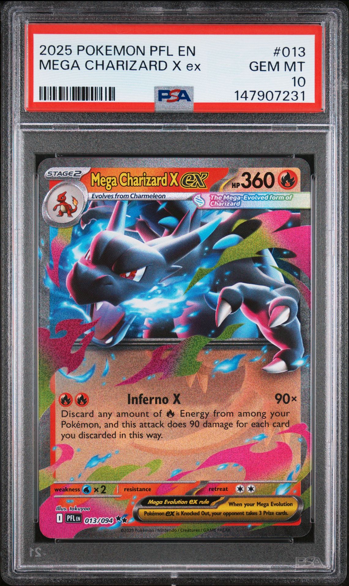 2025 Pokemon POKEMON PFL EN-PHANTASMAL FLAMES #013 Mega Charizard X Ex front