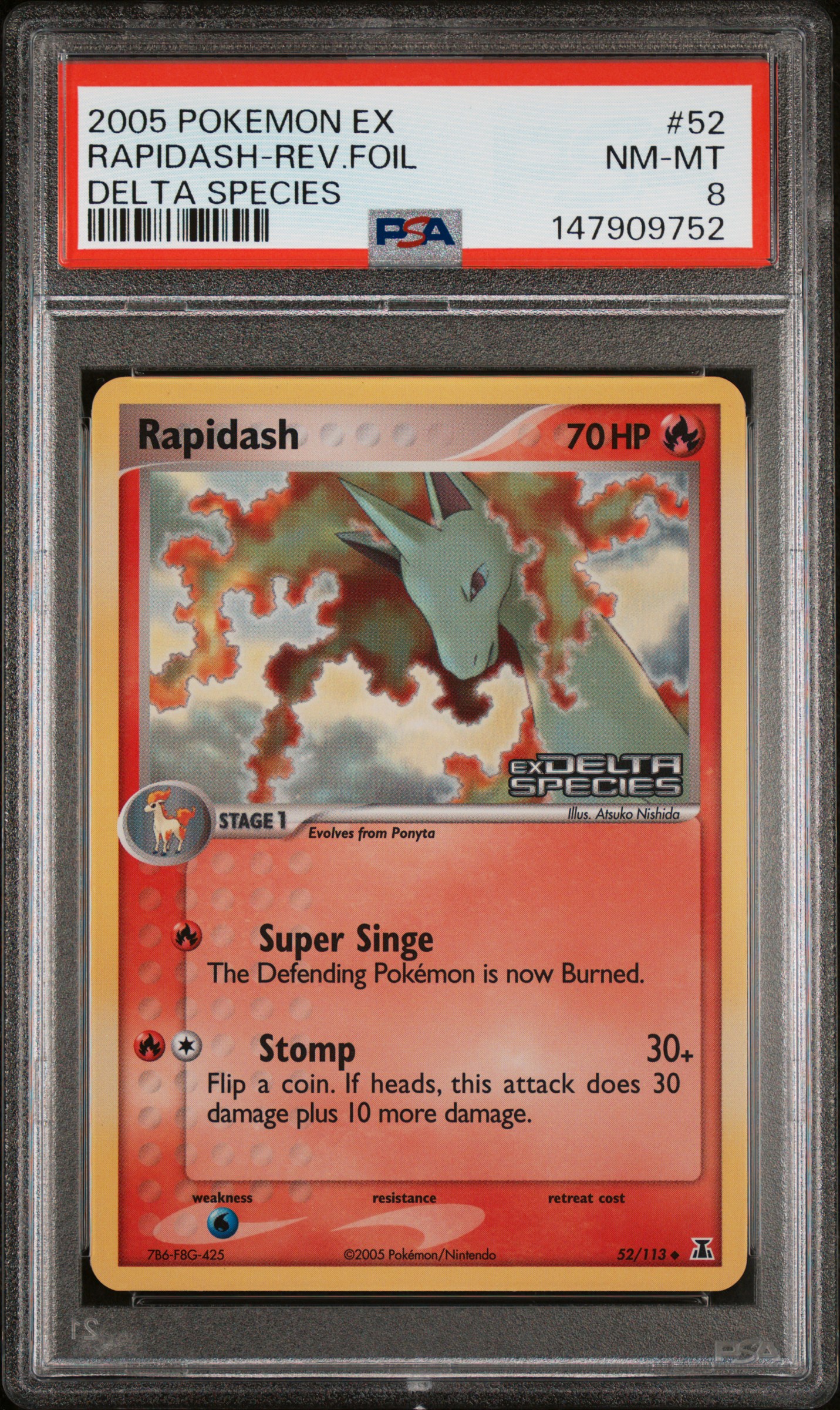 2005 #52 Rapidash-Reverse Foil PSA 8 EX Delta Species Pokemon