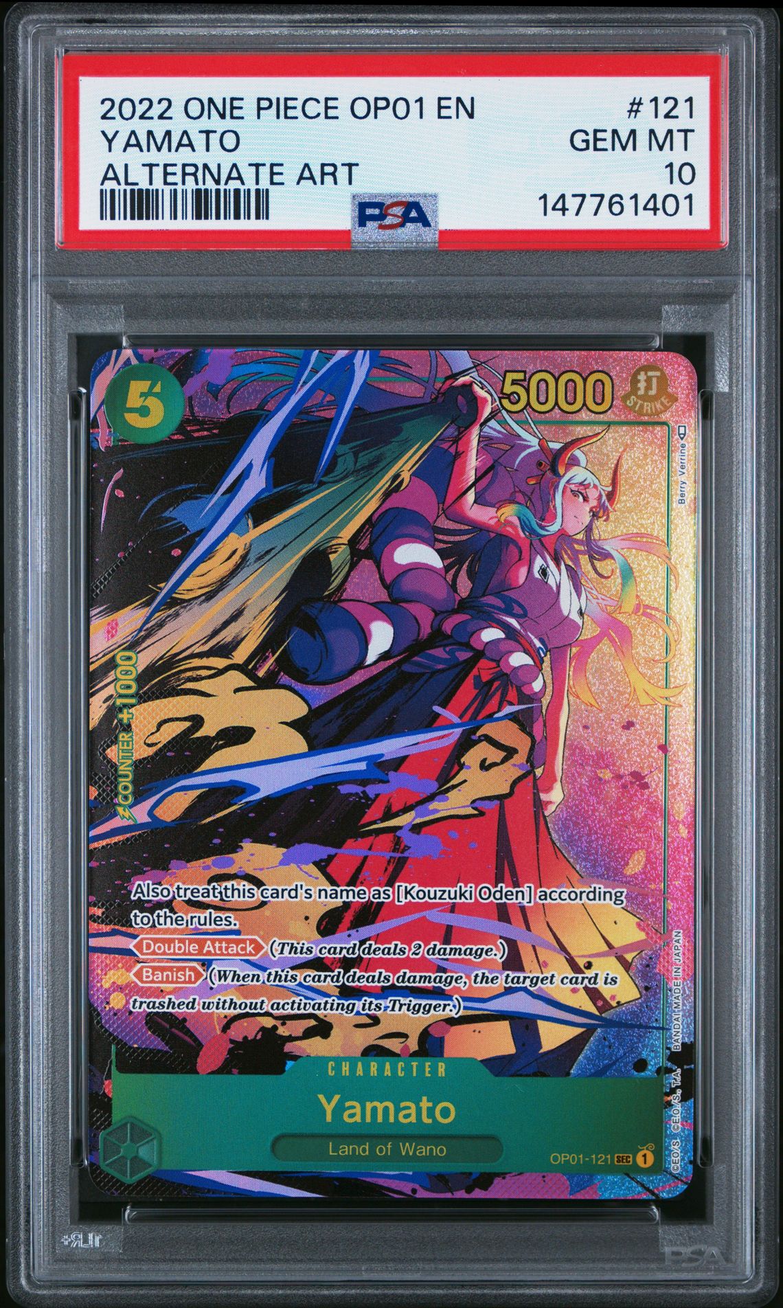 2022 One Piece ONE PIECE OP01-ROMANCE DAWN ALTERNATE ART #121 Yamato front