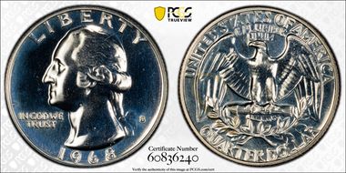 1968-S 25C PR67