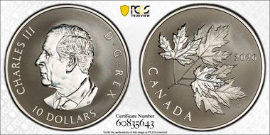 2026 $10 Gleaming Maple Leaves 1/2oz Ag Rev PR First Strike PR70