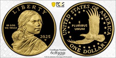2025-W SAC$1 25th Anniversary .9999 Au PR70DCAM