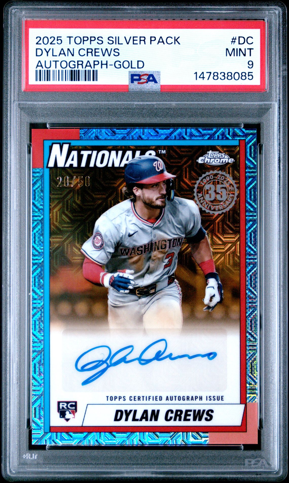 2025 Topps TOPPS SILVER PACK 1990 CHROME PROMO AUTOGRAPH Blue #DC Dylan Crews front
