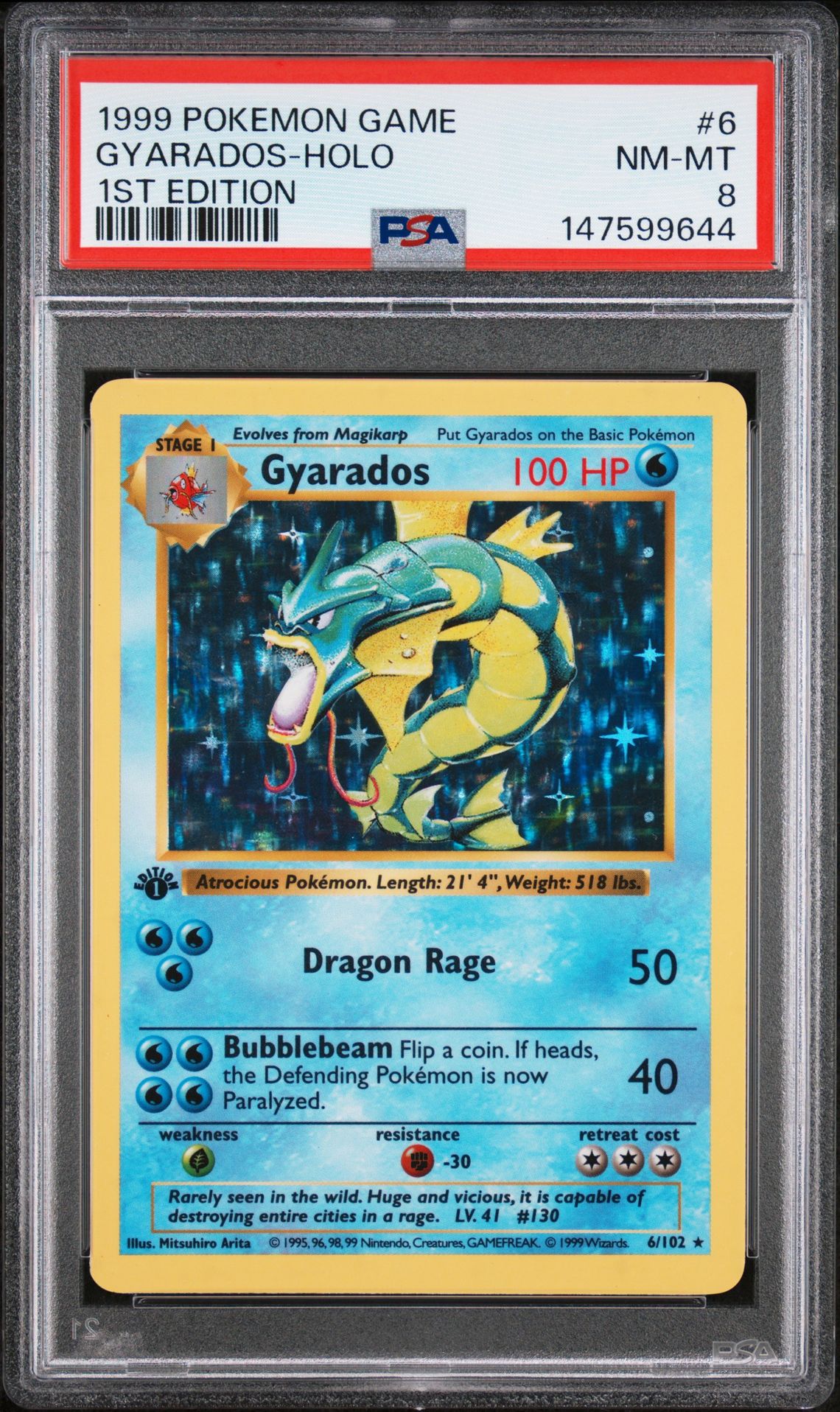 1999 Pokemon POKEMON GAME 1ST EDITION #6 Gyarados-Holo front