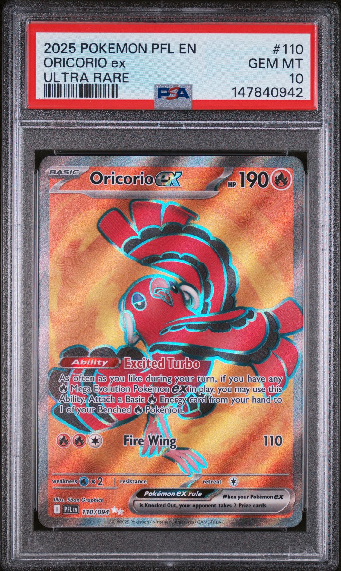 2025 Pokemon POKEMON PFL EN-PHANTASMAL FLAMES ULTRA RARE #110 Oricorio Ex front