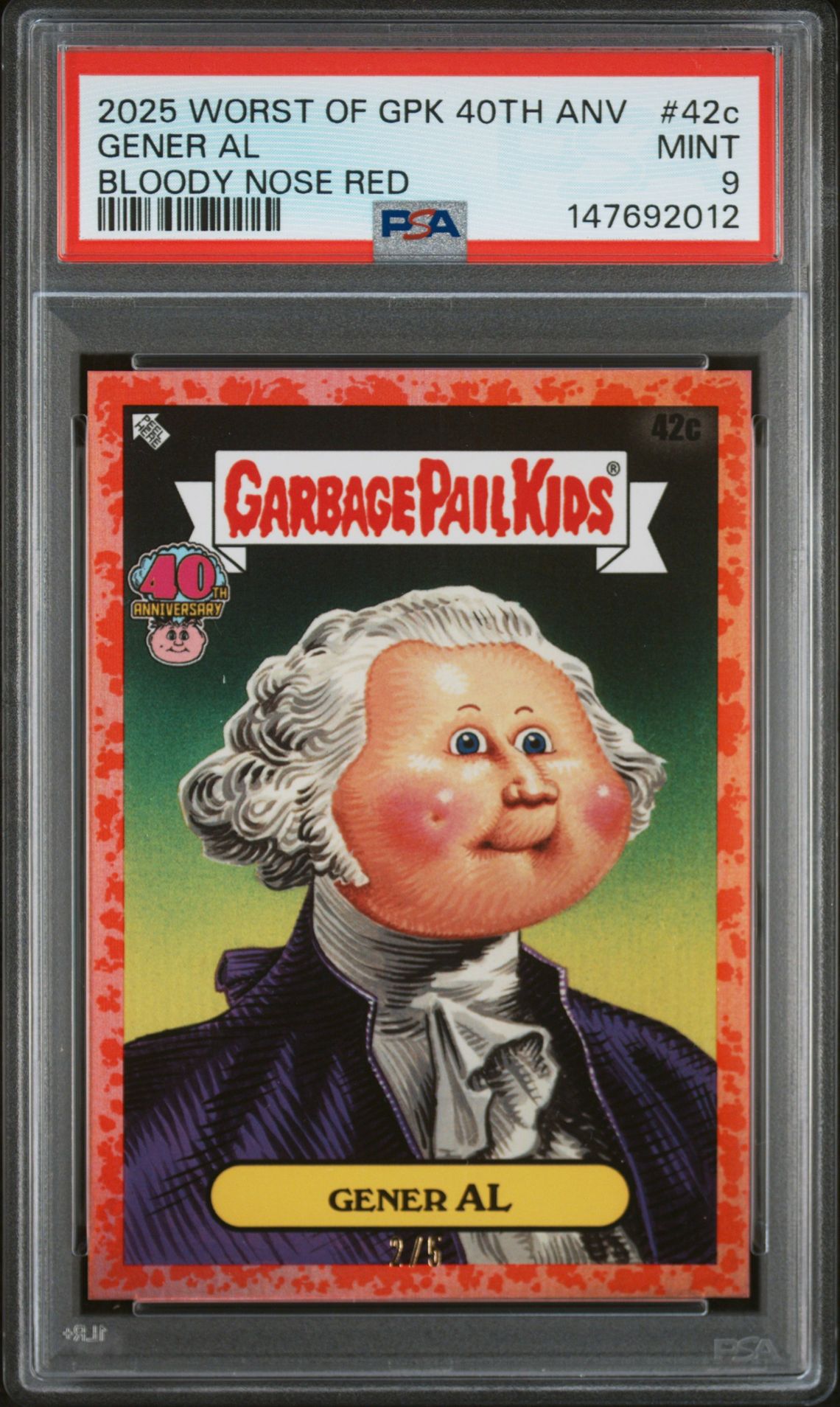 2025 Topps Garbage Pail Kids BLOODY NOSE RED #42C Gener Al front