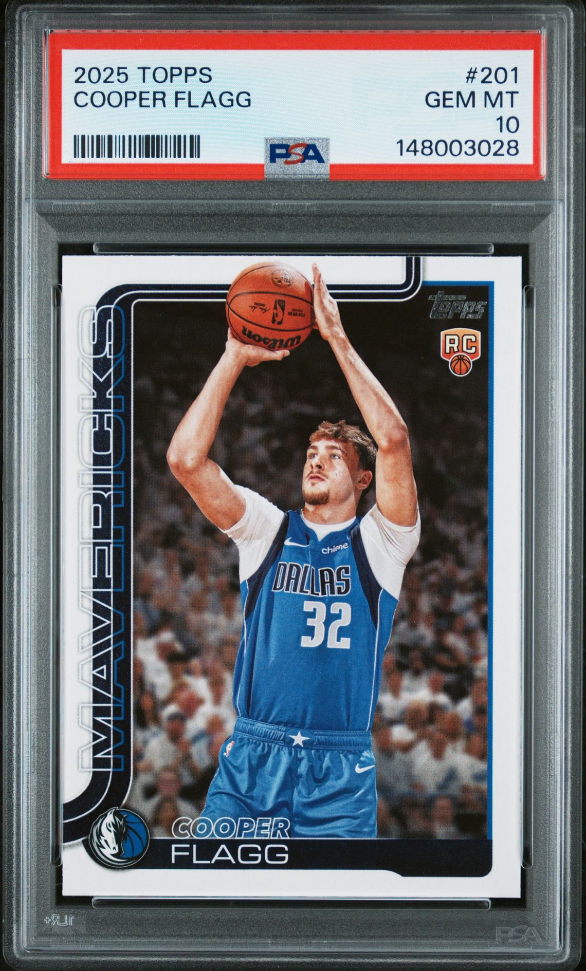 2025 Topps Cooper Flagg #201 Gem Mt 10 front view - PSA graded GEM MT 10