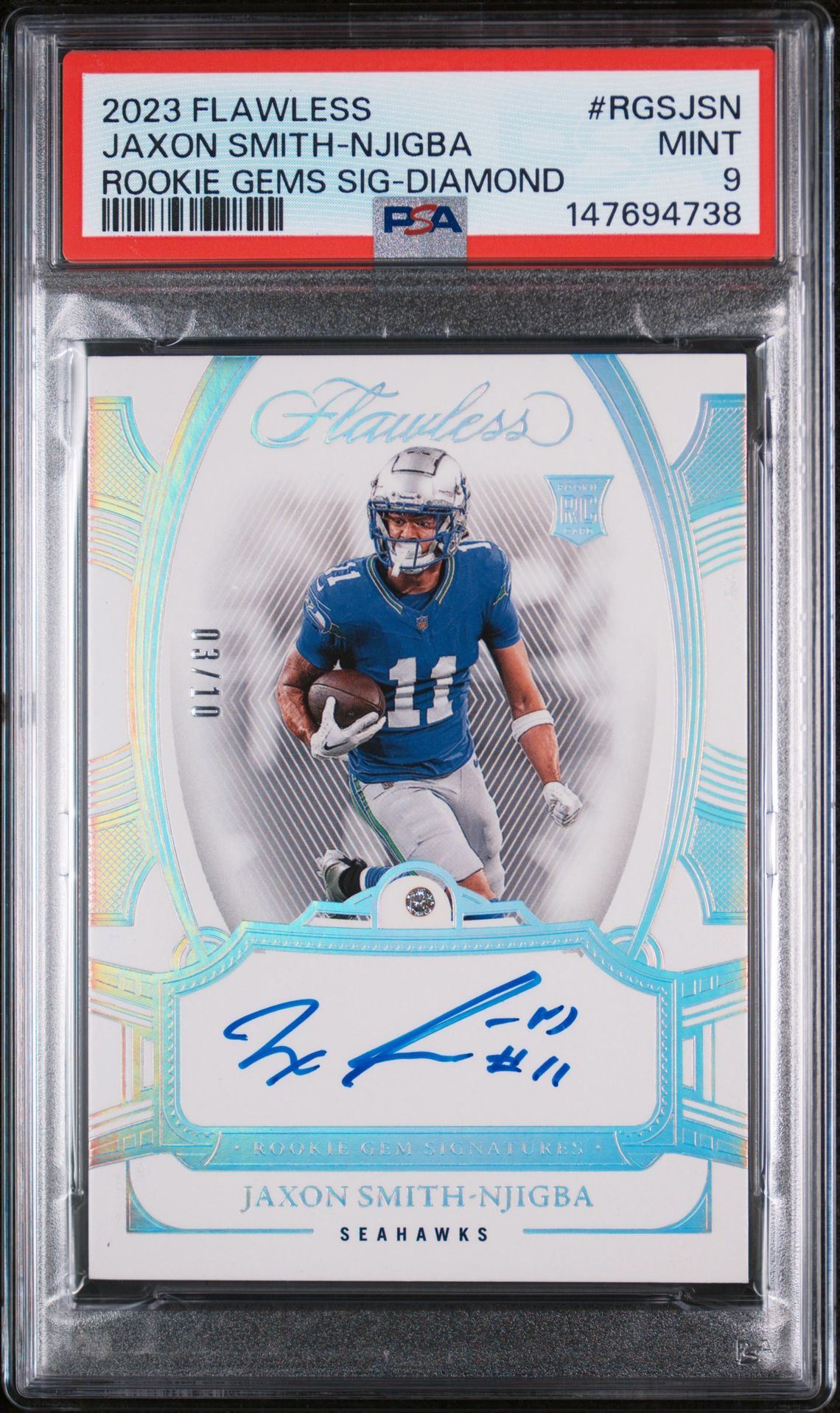 2023 Panini PANINI FLAWLESS ROOKIE GEMS SIGNATURES DIAMOND #RGSJSN Jaxon Smith-Njigba front