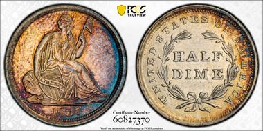 1837 H10C Seated, Large Date AU58