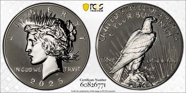 2025-S $1 Peace Dollar Rev PR Two-Coin Reverse Proof Set PR70