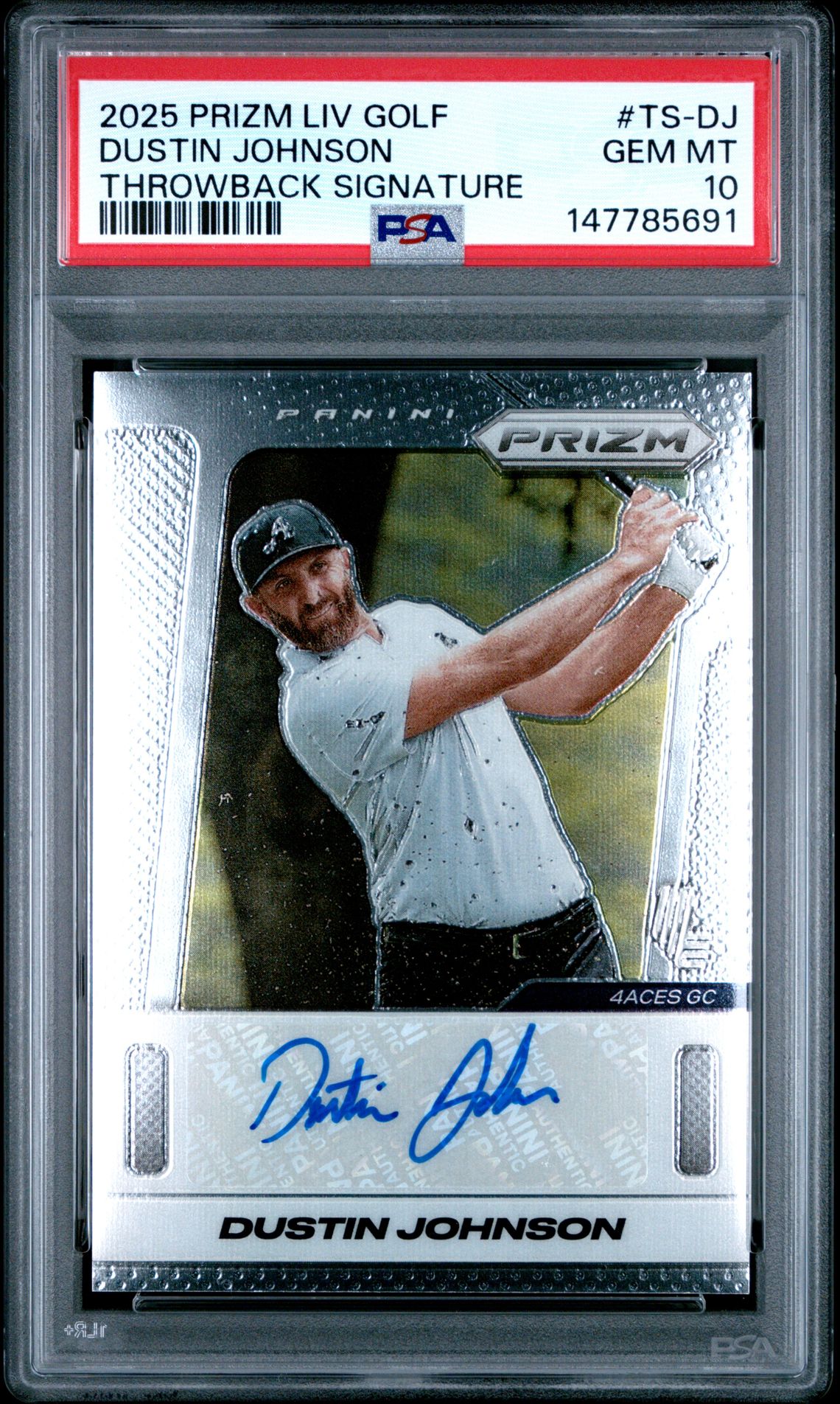 2025 Panini PANINI PRIZM LIV GOLF THROWBACK SIGNATURES #TS-DJ Dustin Johnson front