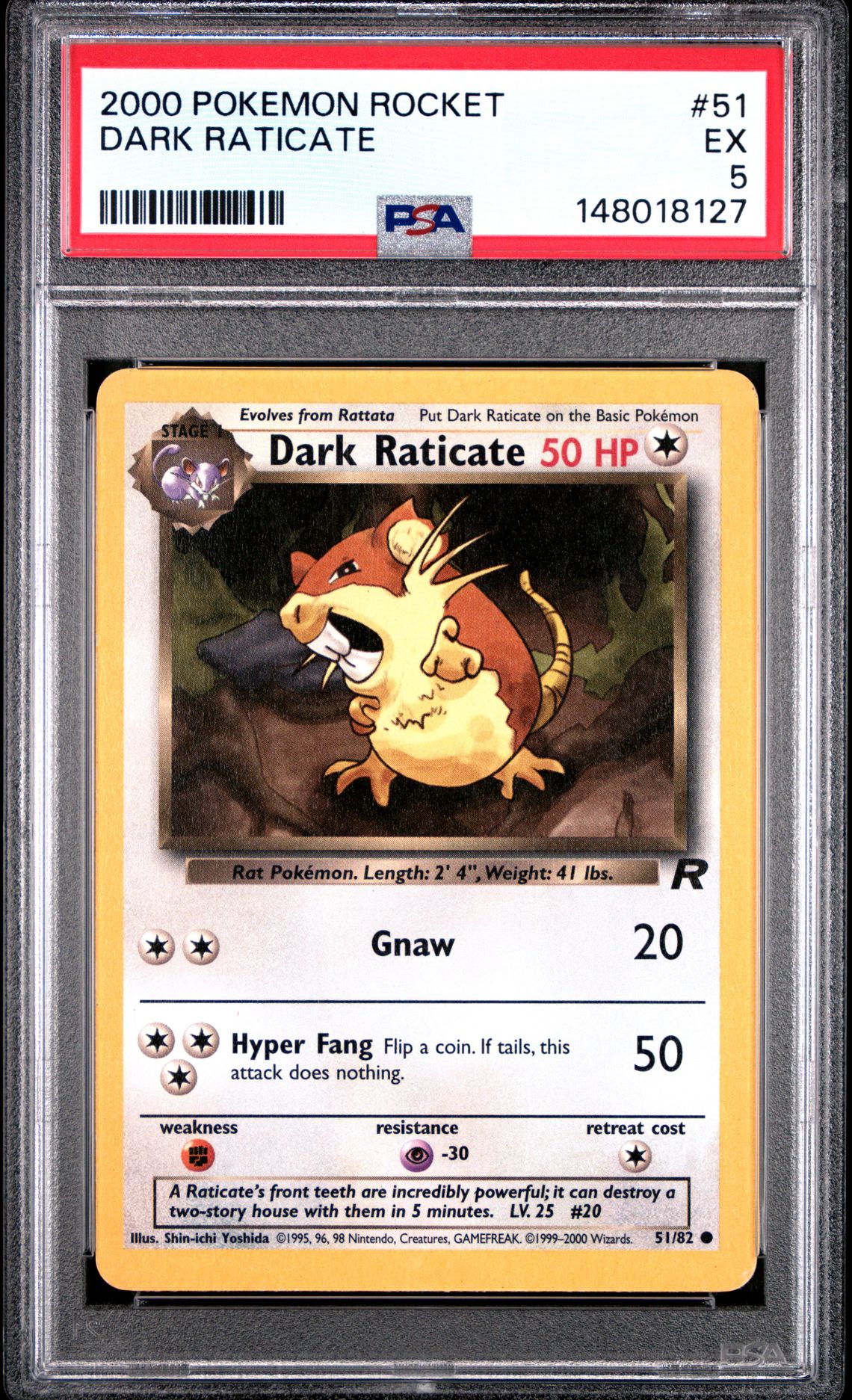 2000 Pokemon POKEMON ROCKET #51 Dark Raticate front