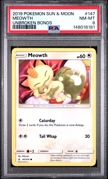 2019 Pokemon Unbroken Bonds #147 Bonds / Meowth front
