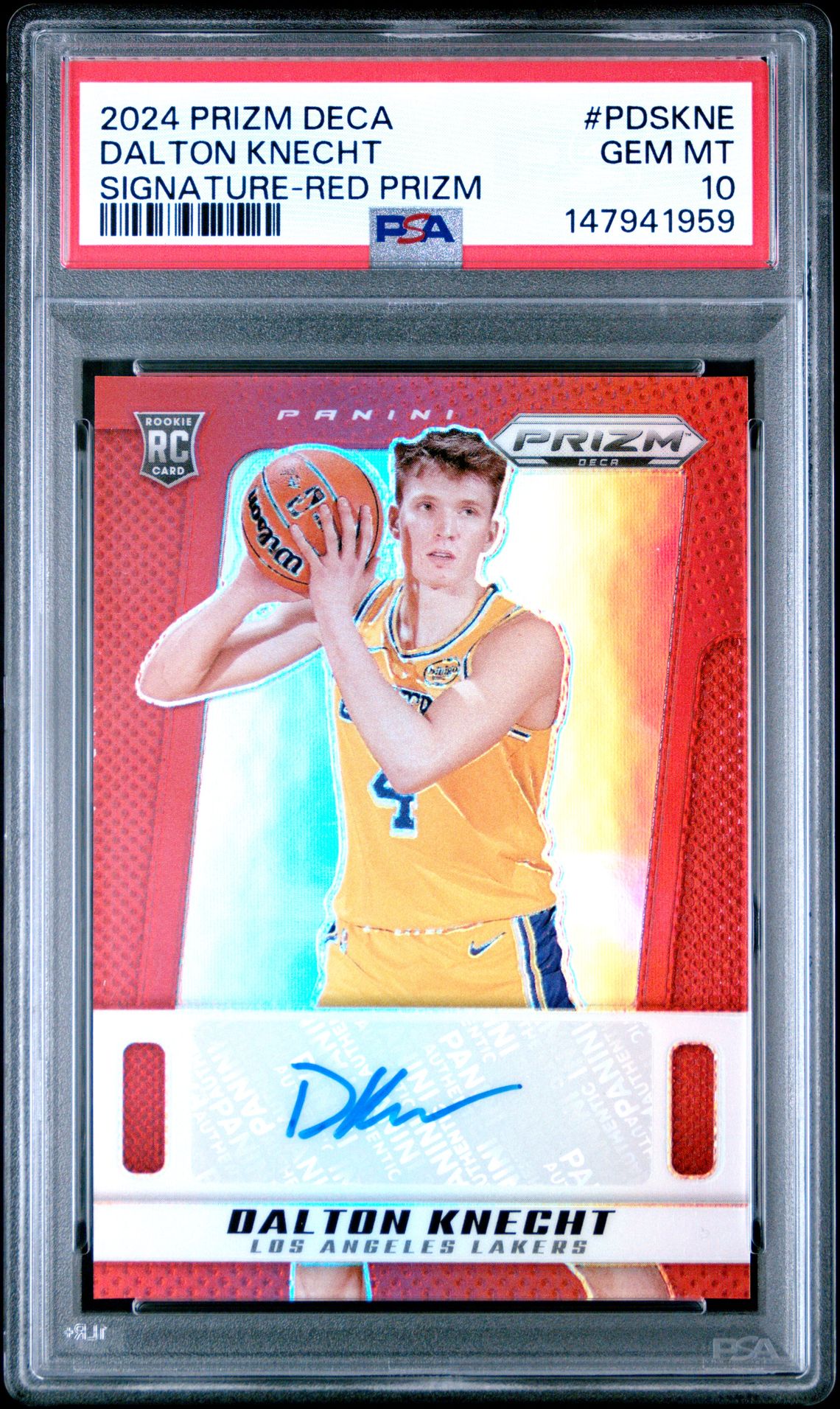 2024 Panini PANINI PRIZM DECA SIGNATURES RED PRIZM #PDSKNE Dalton Knecht front