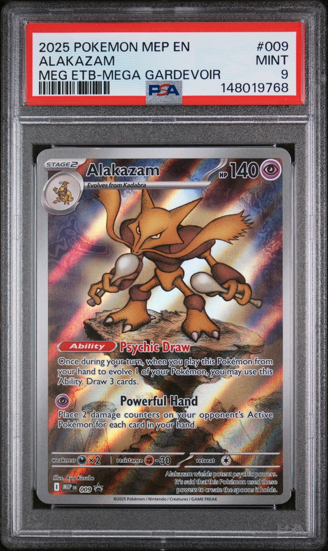 2025 Pokemon POKEMON MEP EN-ME BLACK STAR PROMO MEG ETB-MEGA GARDEVOIR #009 Alakazam front