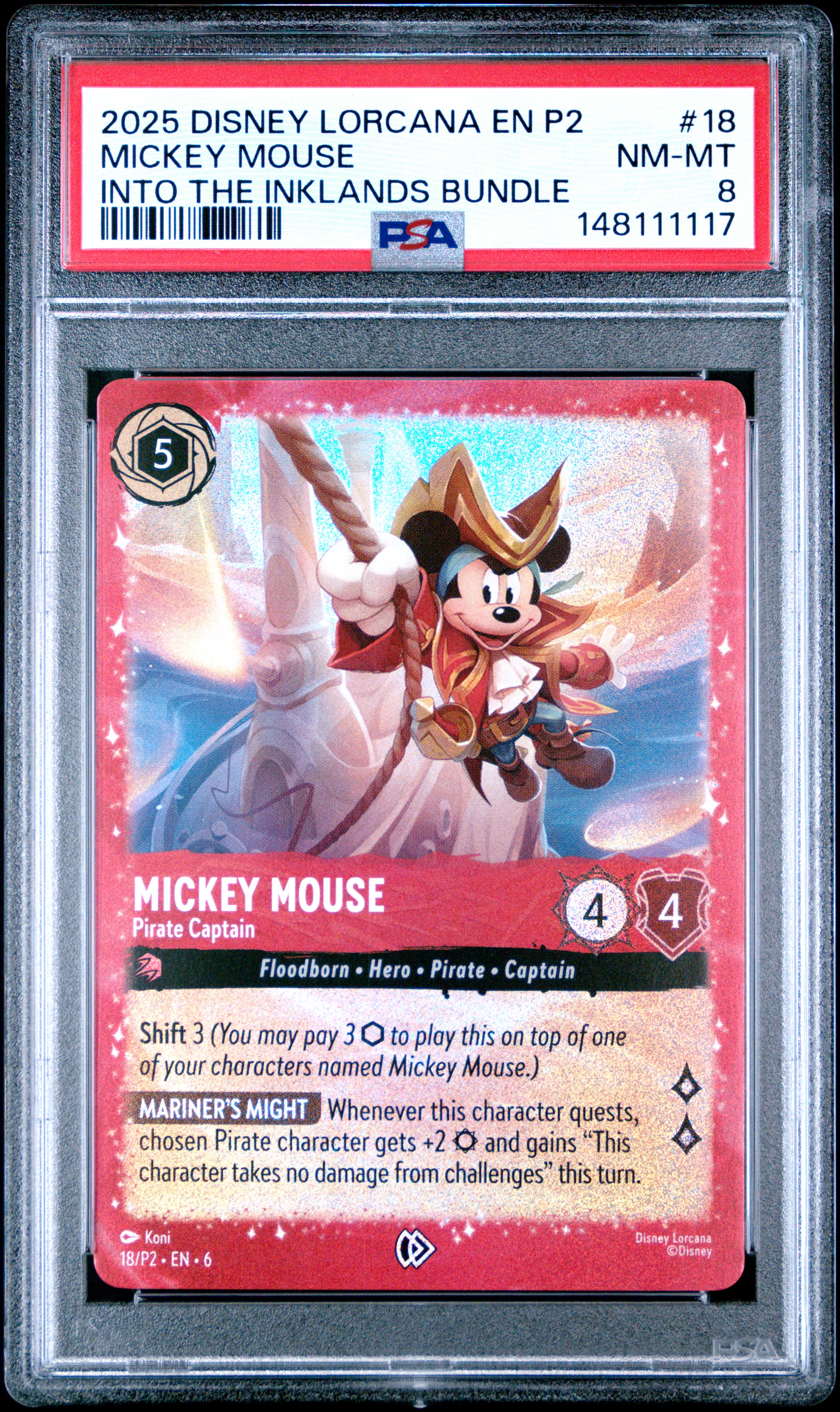 2025 #18 Mickey Mouse - Pirate Captain PSA 8 Disney Lorcana EN P2-Promo