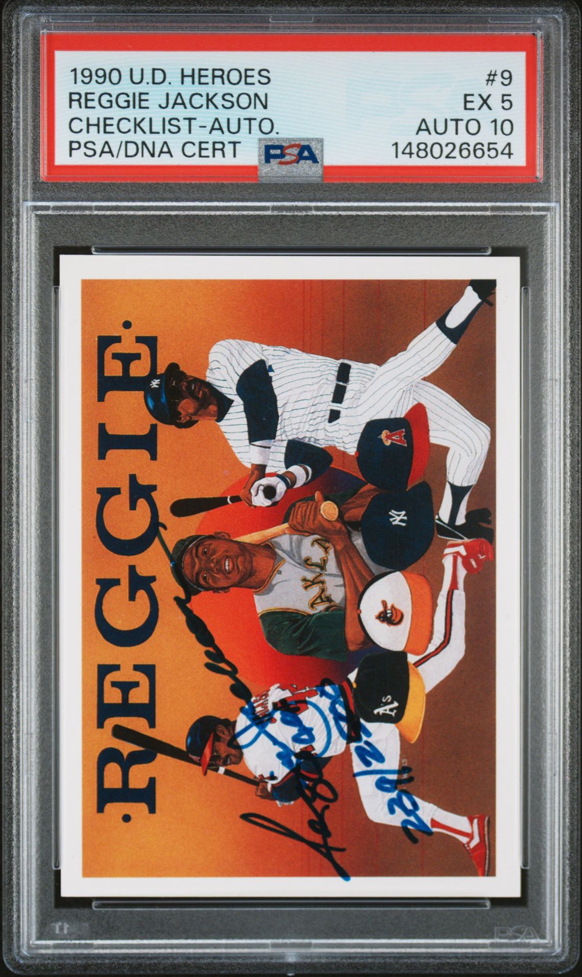 1990 Upper Deck UPPER DECK HEROES REGGIE JACKSON Autograph #9 Reggie Jackson front