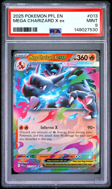 2025 Pokemon PFL EN-Phantasmal Flames #013 Mega Charizard X Ex (PSA 9)
