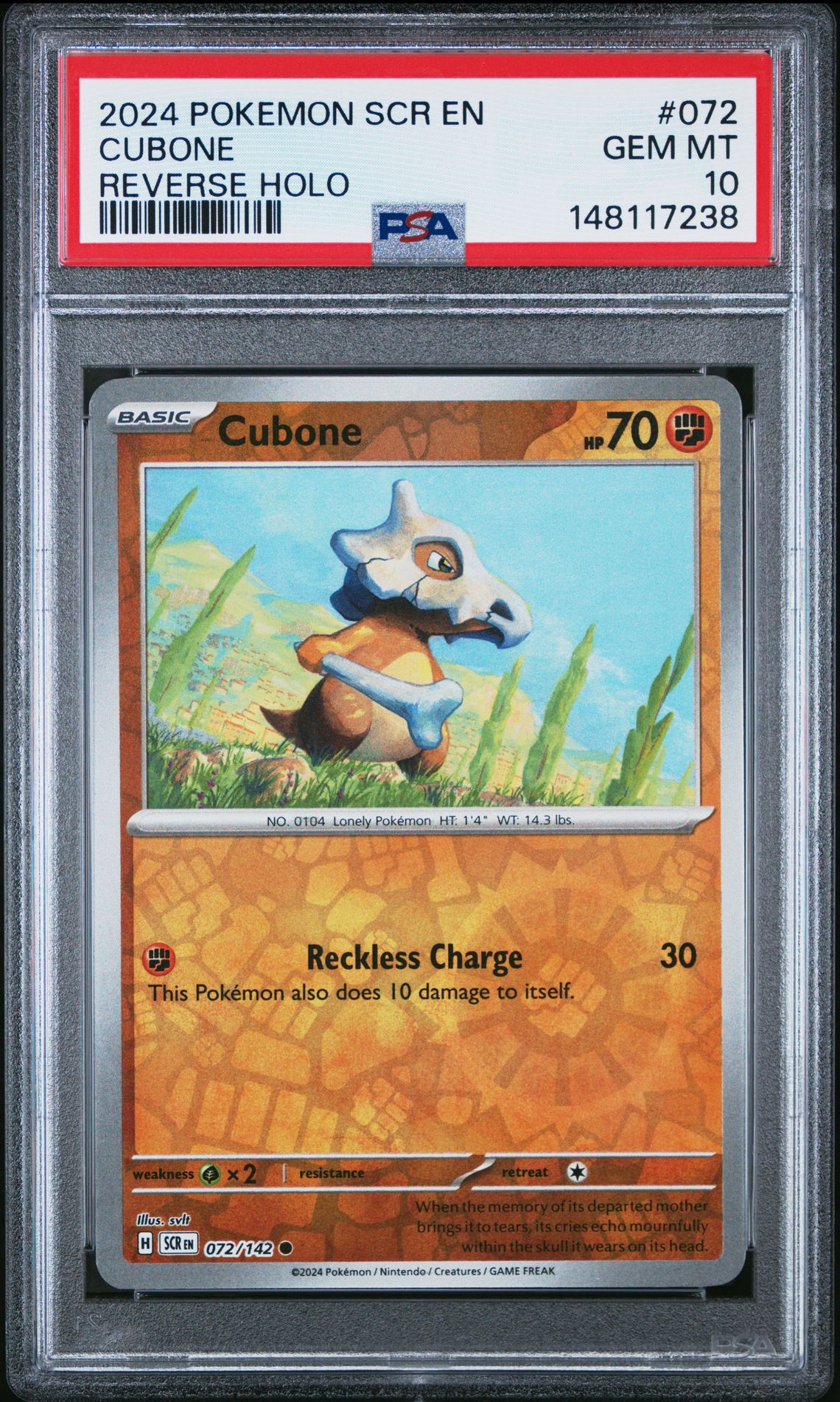 2024 Pokemon POKEMON SCR EN-STELLAR CROWN Reverse Holo #072 Cubone front