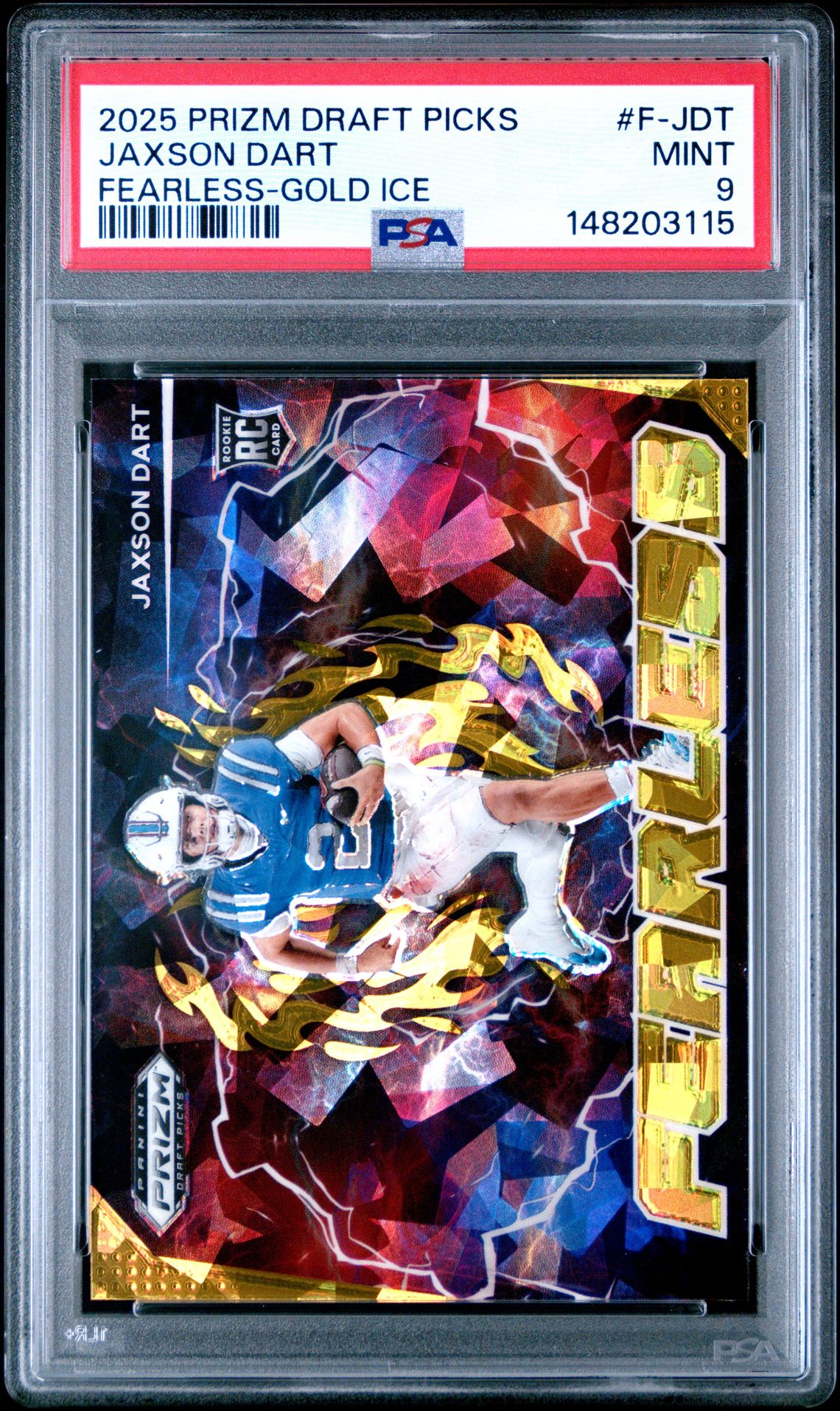 2025 Panini PANINI PRIZM DRAFT PICKS FEARLESS GOLD ICE #F-JDT Jaxson Dart front