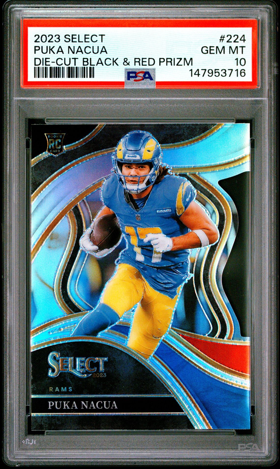 2023 Panini PANINI SELECT DIE-CUT BLACK & RED PRIZM #224 Puka Nacua front
