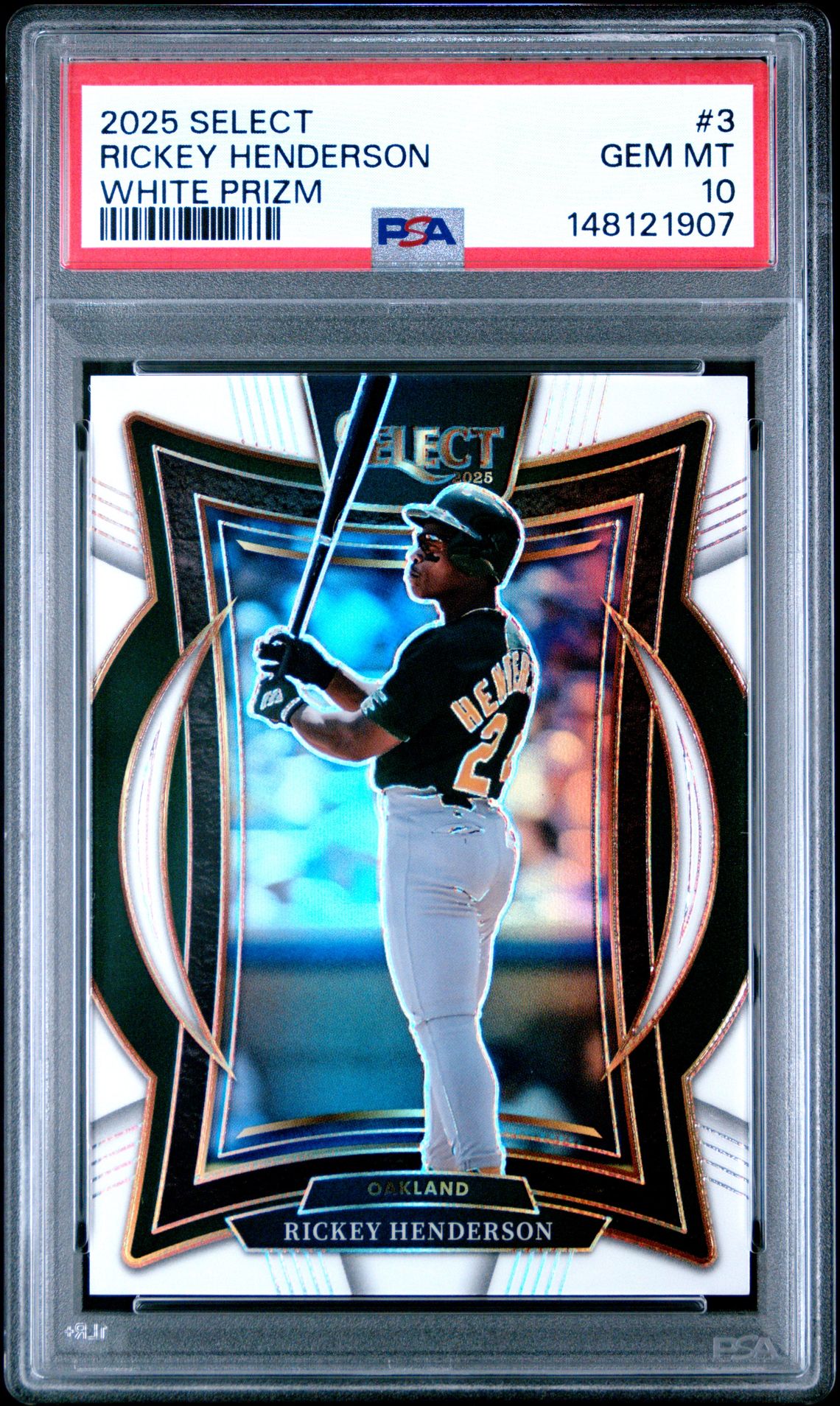 2025 Panini PANINI SELECT WHITE PRIZM #3 Rickey Henderson front