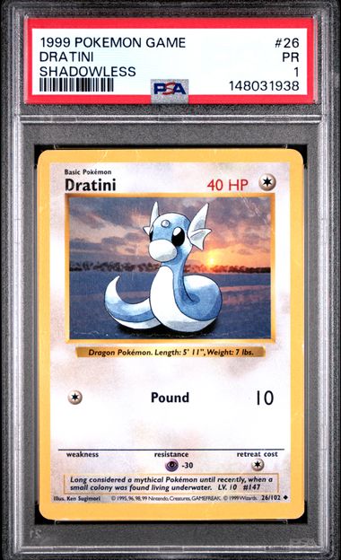 1999 Pokemon POKEMON GAME Shadowless #26 Dratini front