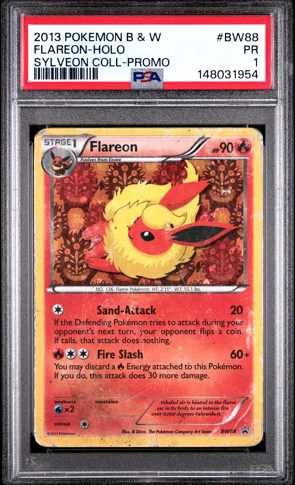 2013 Pokemon POKEMON BLACK & WHITE PROMO SYLVEON COLL-PROMO #BW88 Flareon-Holo front
