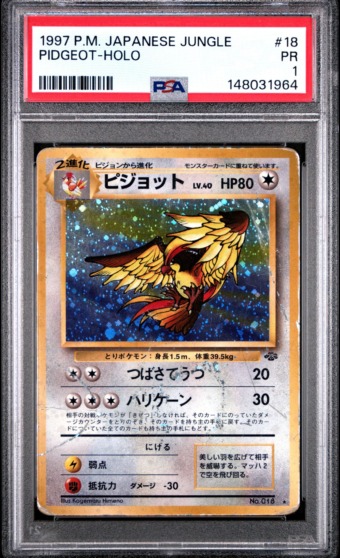 1997 Pokemon POKEMON JAPANESE JUNGLE Holo Pidgeot-Holo front