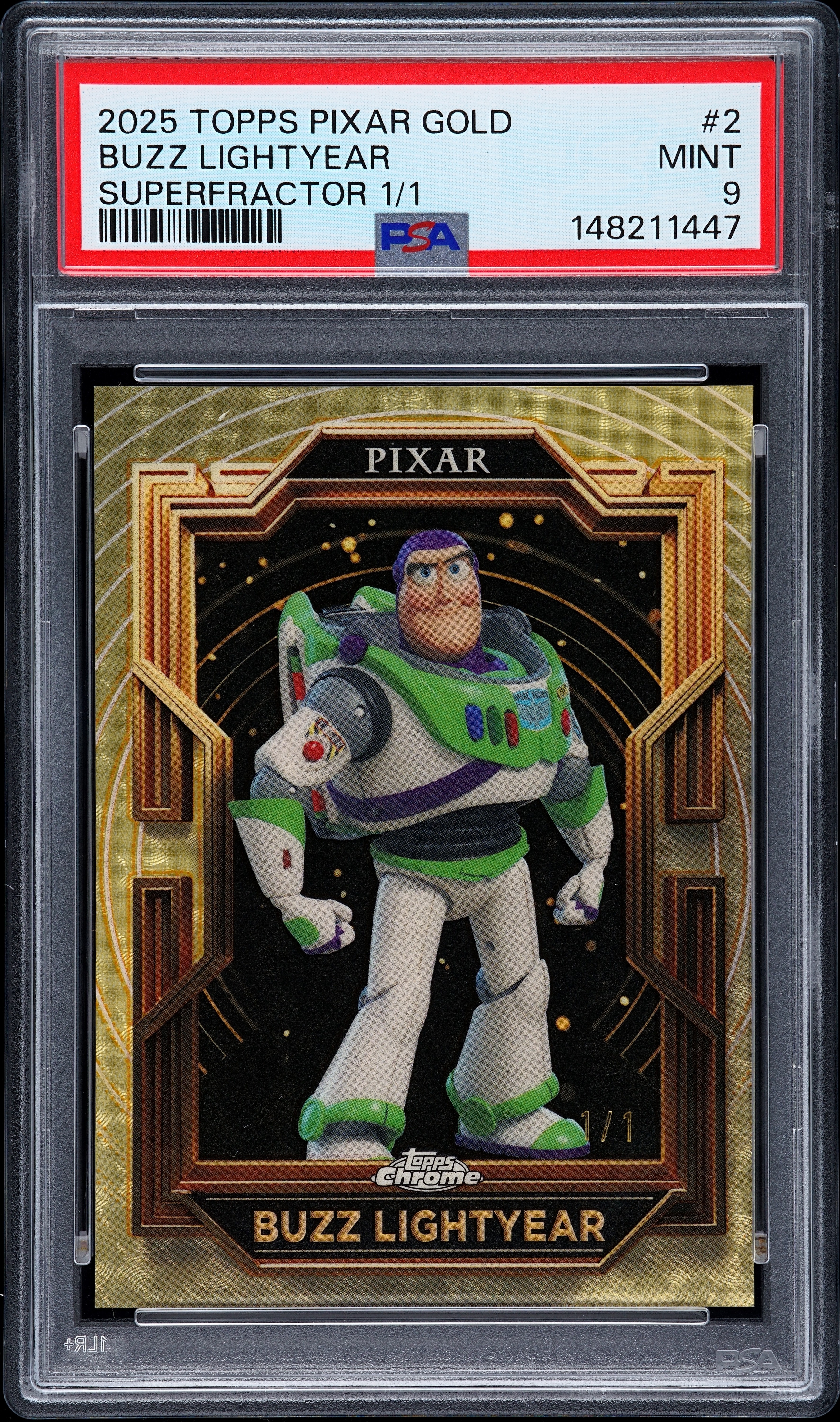 2025 TOPPS PIXAR GOLD Superfractor #2 Buzz Lightyear front