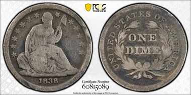 1838 10C Partial Drapery G6