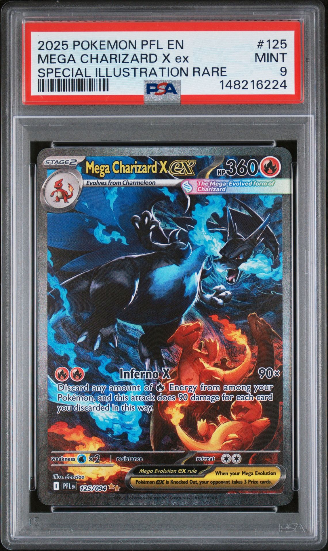 2025 Pokemon Pfl En-Phantasmal Flames Mega Charizard X Ex #125 (Special Illustration Rare) Mint 9 front